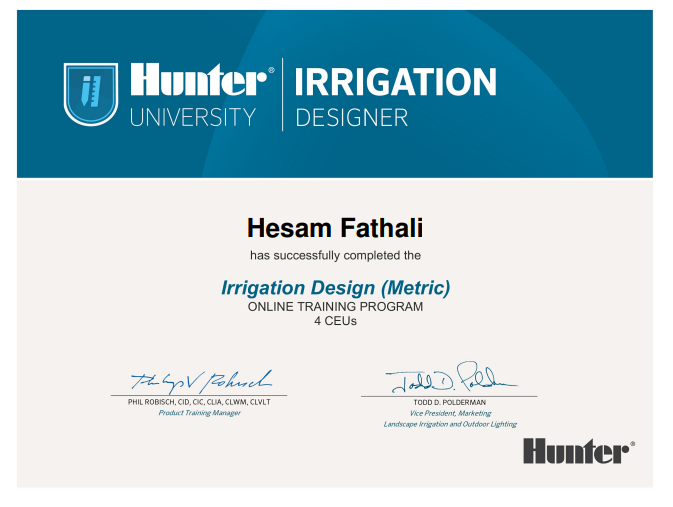 دریافت مدرک طراحی سیستم آبیاری اتوماتیک از شرکت هانتر